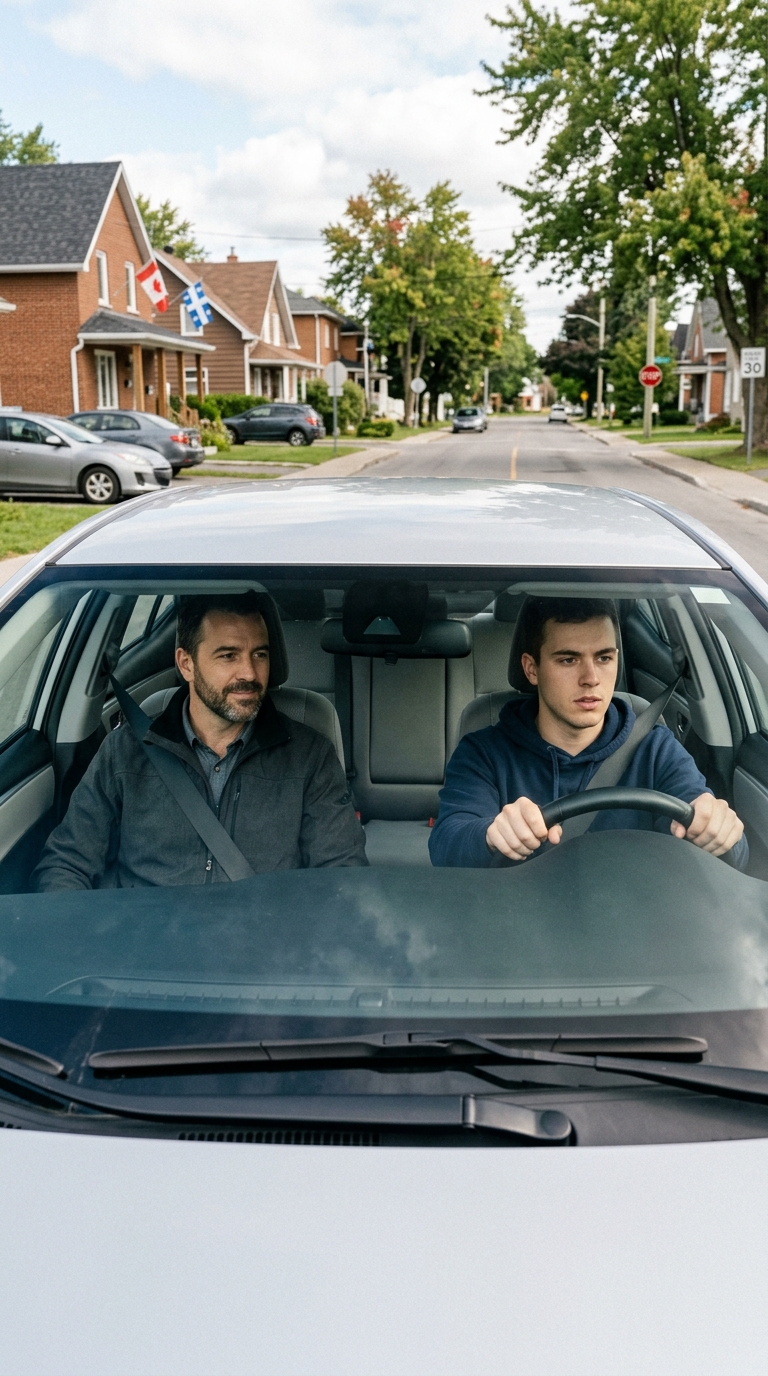 Deux adultes dans une voiture-école